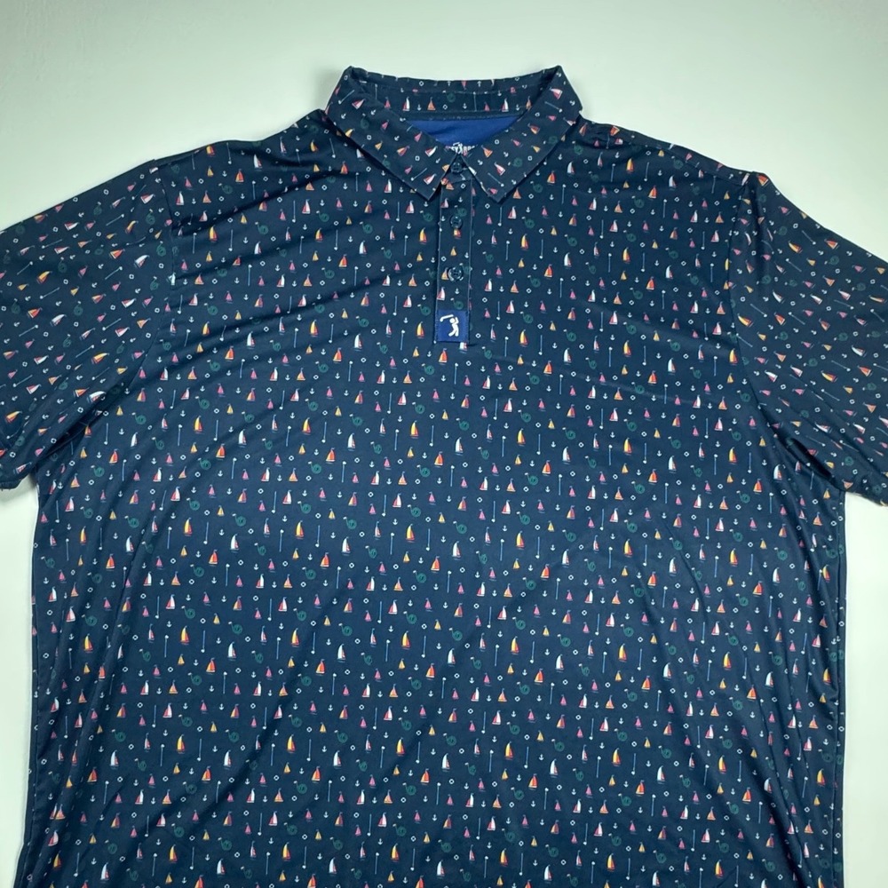 Bogey Bros Golf Co Polo Shirt Nautical Sailboat Print Navy Mens 3XL XXXL - Picture 8 of 9